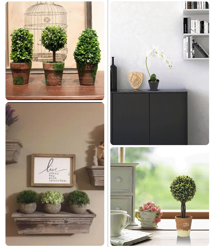 Zhejiang púrpura 24 cm mini plantas en macetas hierba artificial en maceta para decoración de interiores