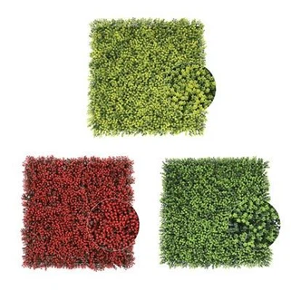 Esteras de panel de plástico verde de boj Paneles de follaje artificial Planta de pared
