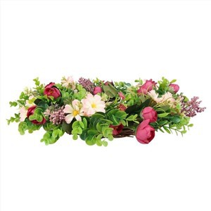 Frente de resorte de puerta de guirnalda de flores artificiales