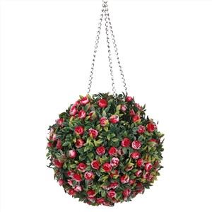 Bola de rosas rojas multicipital artificial